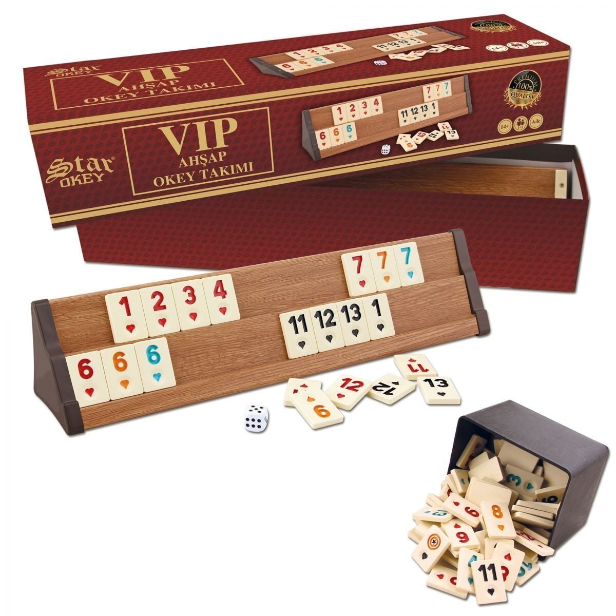 1010464 Vi̇p Ahşap Okey Takımı Açık Renk,Star Okey