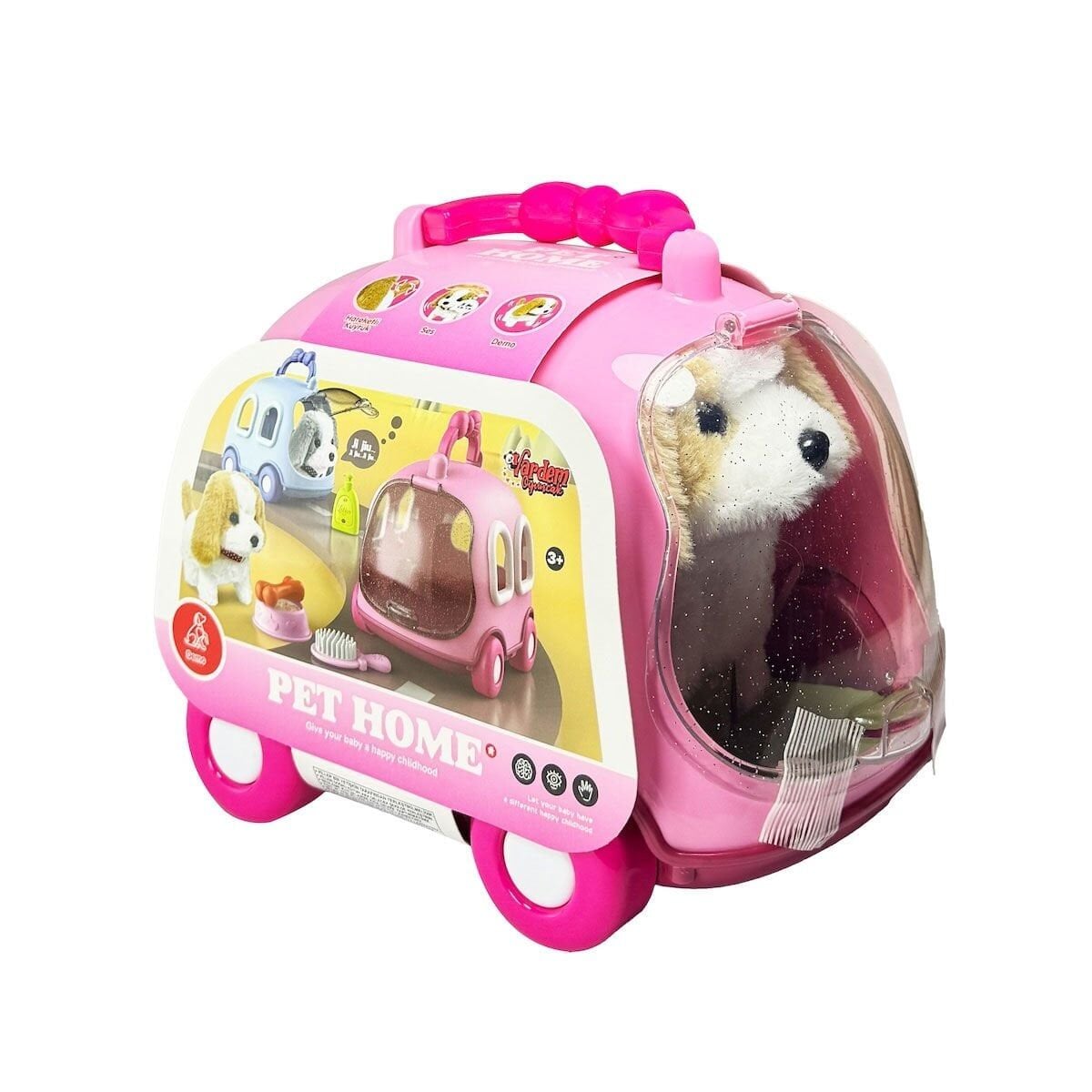 Jnd-6802 Taşıma Araba Çantalı Hareketli Pilli Köpek Set-Vardem Oyuncak
