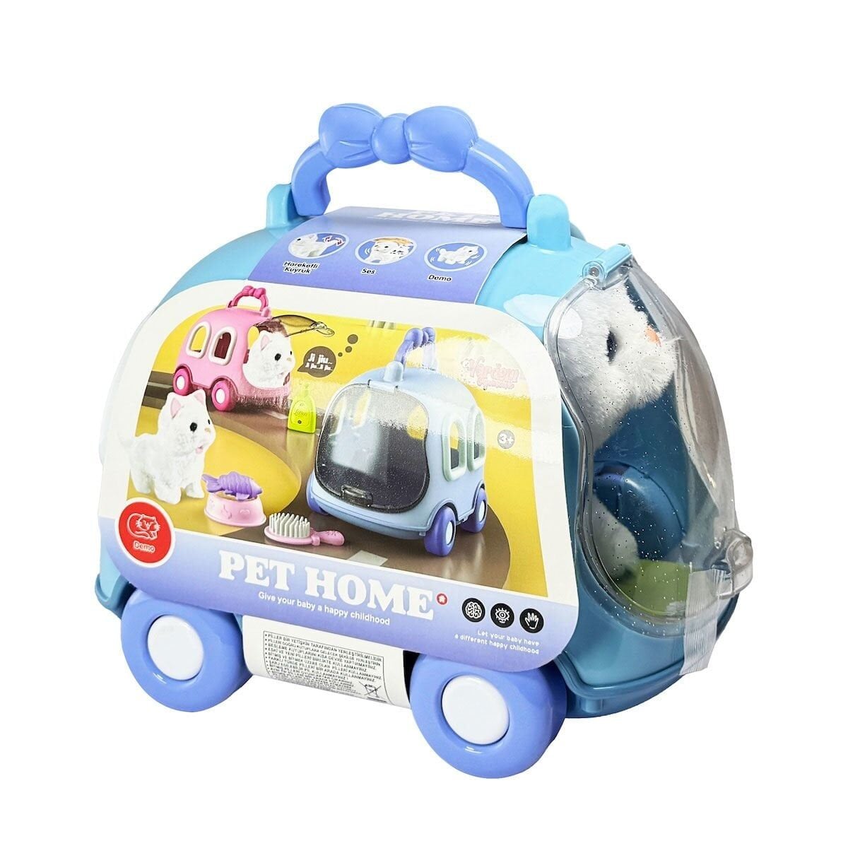 Jnd-6801 Taşıma Araba Çantalı Hareketli Pilli Kedi Set-Vardem Oyuncak