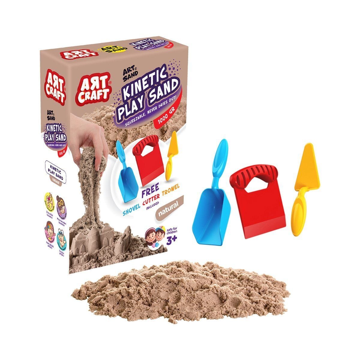 03690 Aksesuarlı Naturel Kinetik Oyun Kumu 1000 Gr-Dede