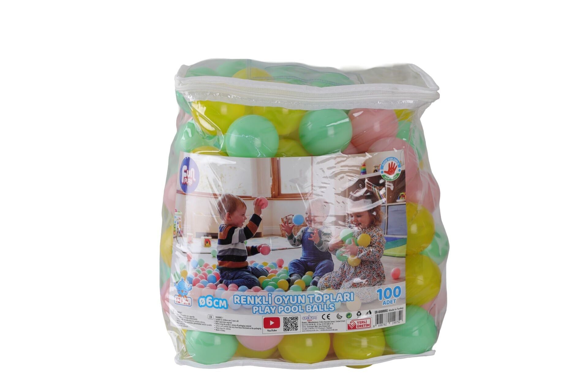 Er-6100Bag Fun Play Soft Renk Havuz Toplari Pvc Çantali