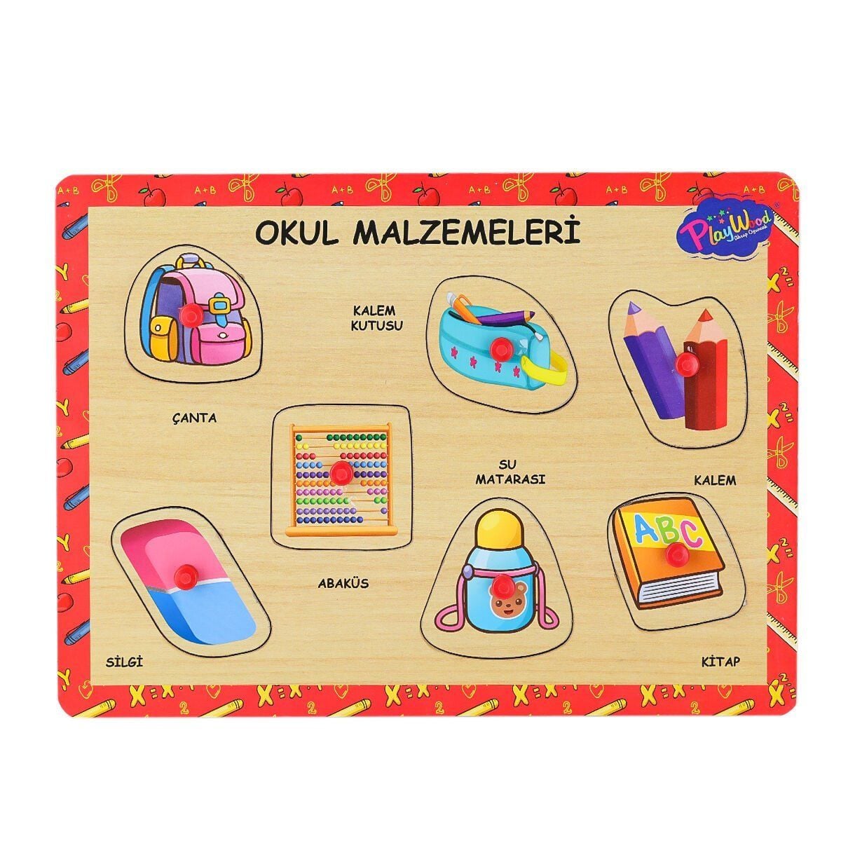 Ony-196-197 Ahşap Tutmalı Okul Malzemeleri-Onyıl Oyuncak