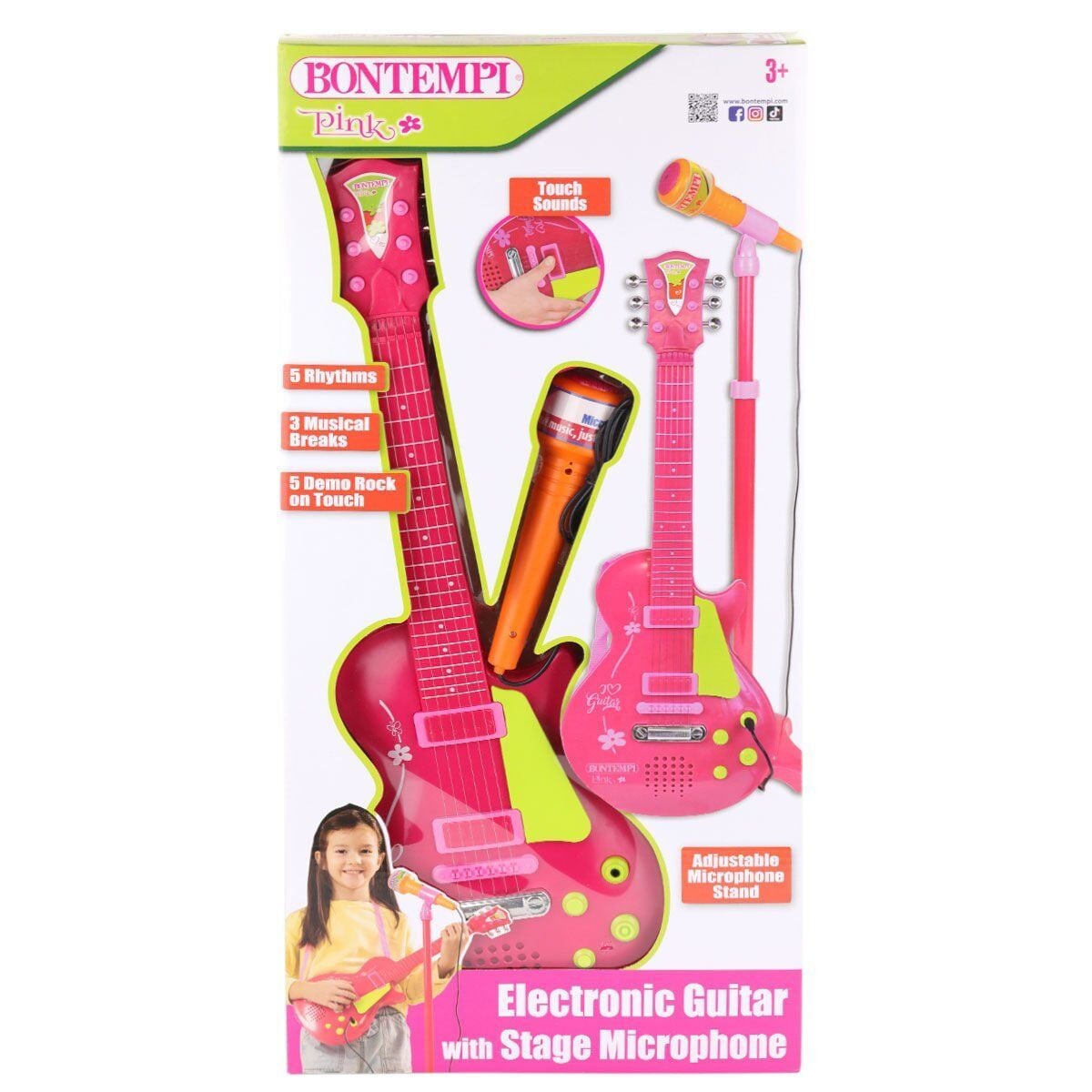 45872 Elektronik Gitar Ayaklı Mikrofon Müzik Seti Pembe-Sunman