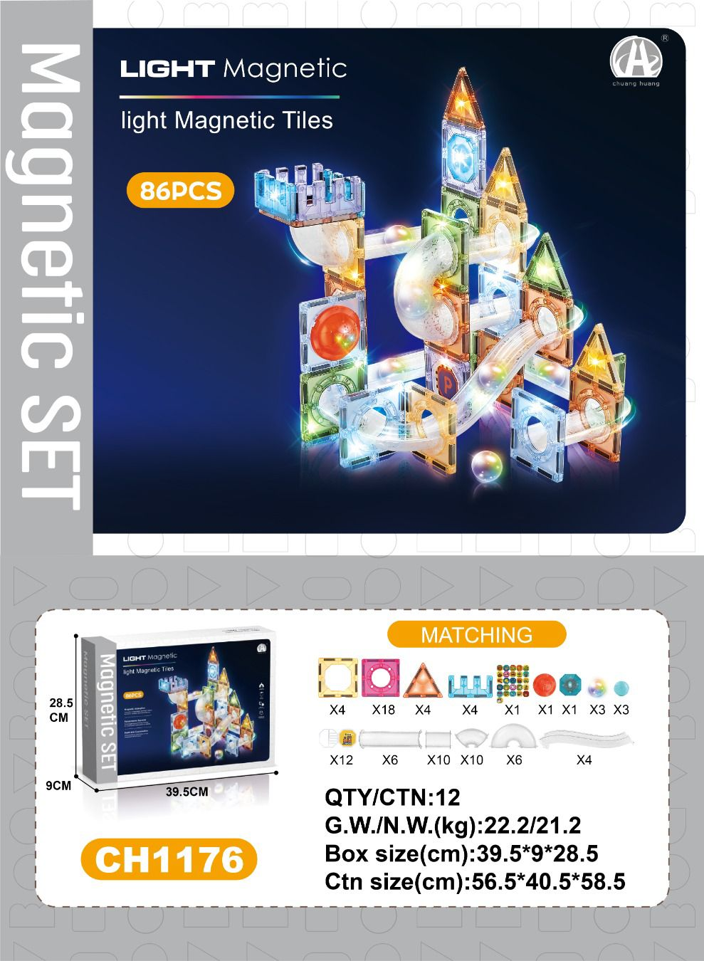 03-Ch1176 7,5 Cm Manyeti̇k Bloklar 86 Pcs