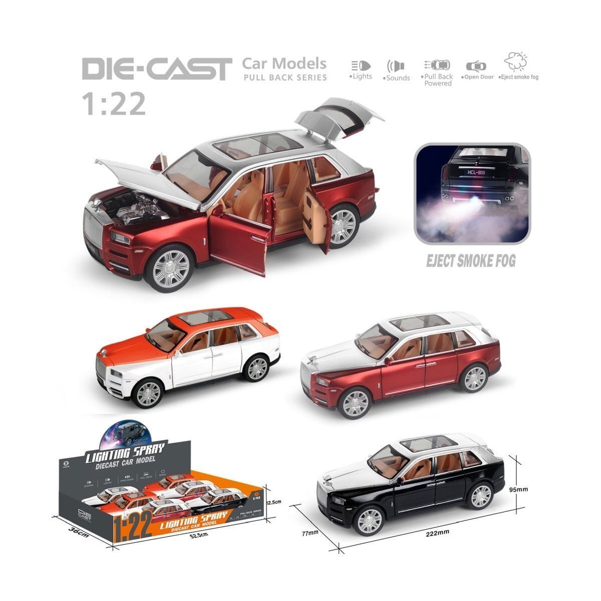 Hcl-806Pa Çek Bırak 1:22 Sesli Ve Işıklı Buharlı Rr-Lüx Metal Jeep