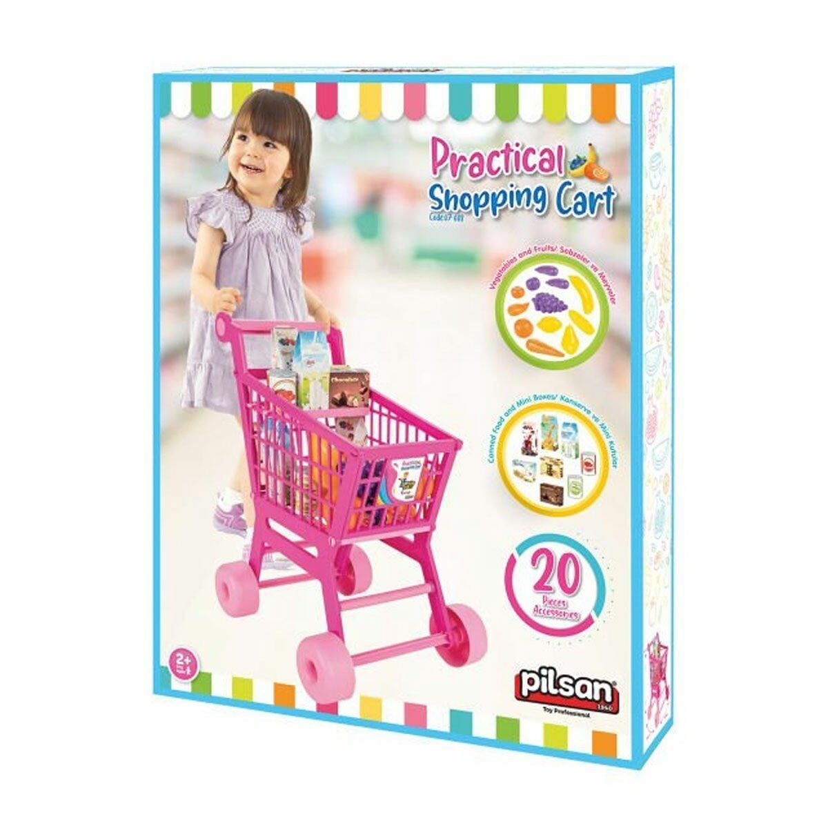 07 608 Pratik Pembe Market Arabası (Meyve Ve Sebze)