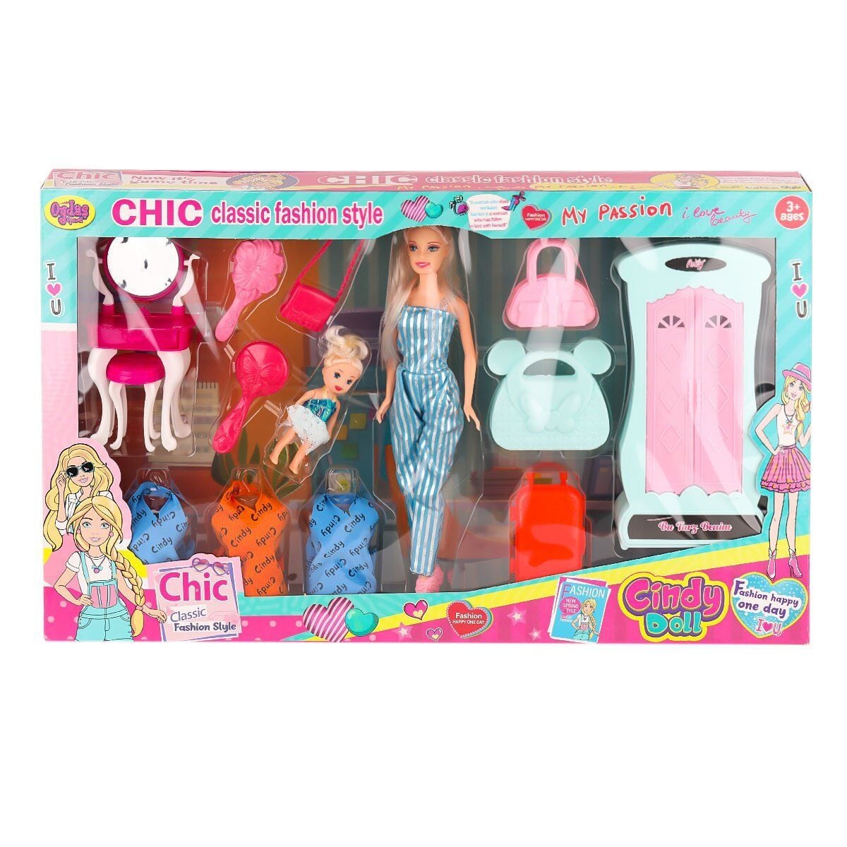 02259 Cindy Doll Dolaplı Bebek Oyun Seti-Oydaş Oyuncak