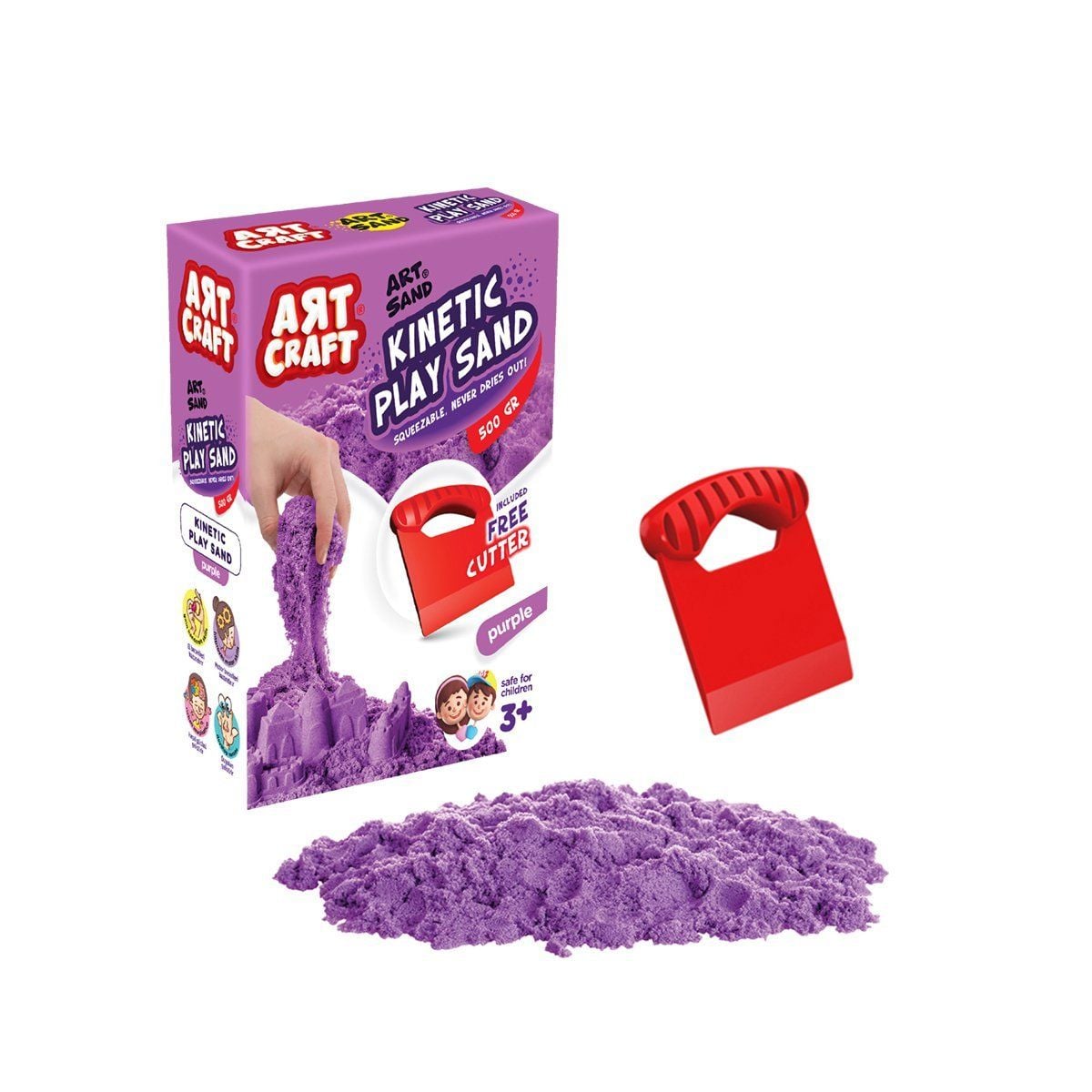 03689 Aksesuarlı Mor Kinetik Oyun Kumu 500 Gr-Dede