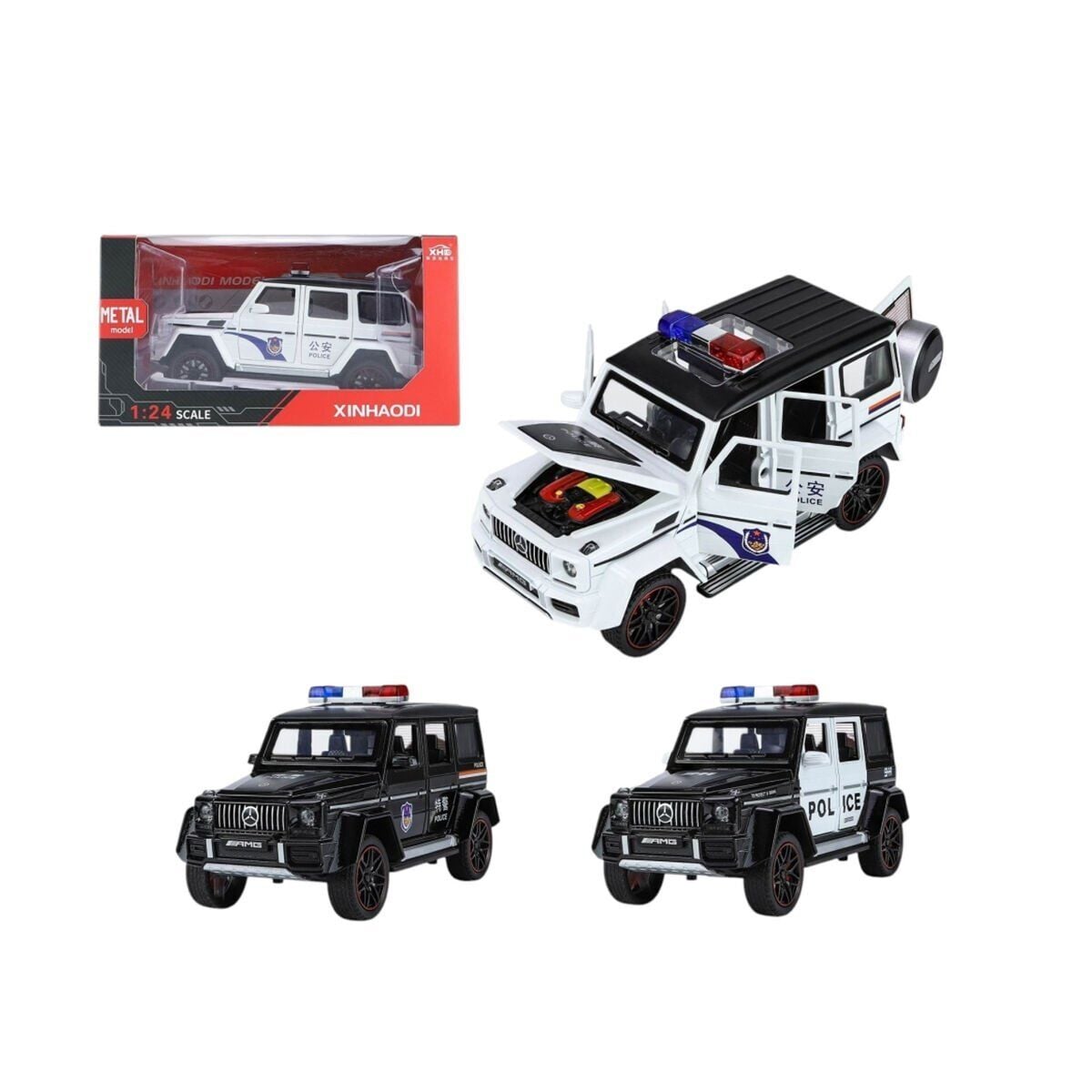 Xhd-C2433 Kut 1:24 Işikli Sesli̇ Model Metal Poli̇s Jeep(,.)
