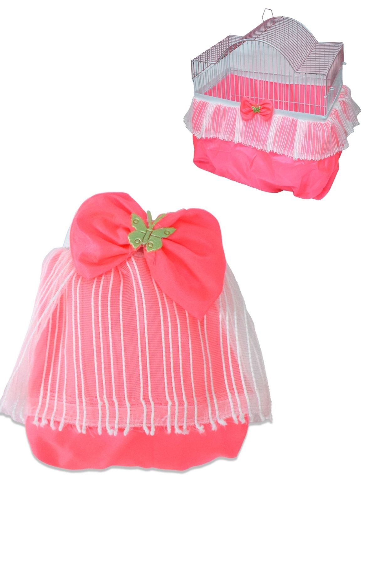 Lüks Kuş Kafesi Tülü Pembe S Beden