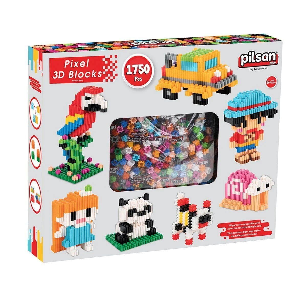 03 616 Pixel 3D Bloklar 1750 Parça- Oyuncak