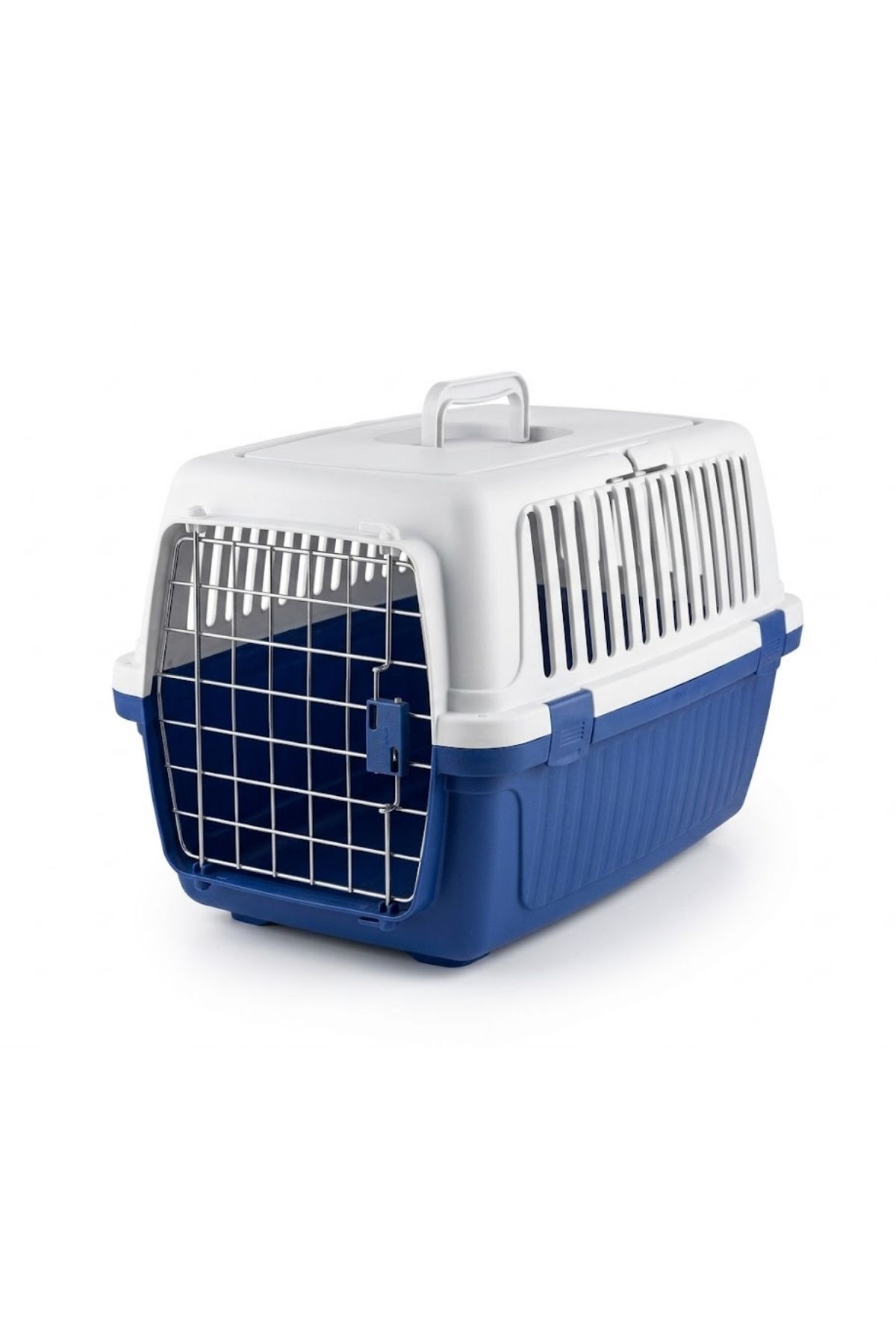 Taşınabilir Kedi Ve Köpek Taşıma Çantası Orta Boy- Mavi/Beyaz