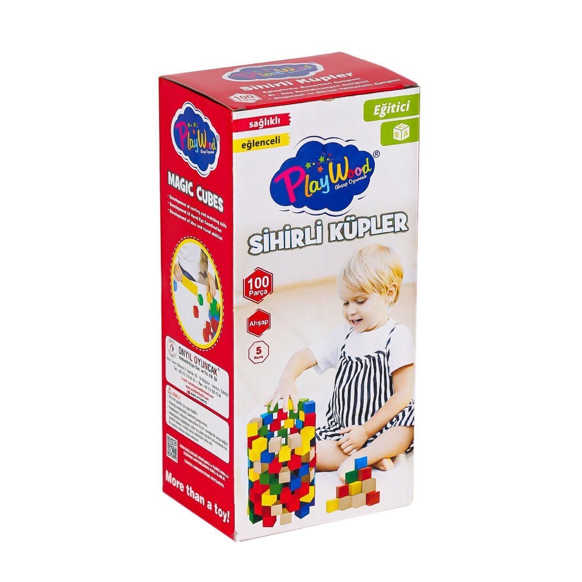 Ony-359 Ahşap Sihirli Küpler 100 Parça-Onyıl Oyuncak
