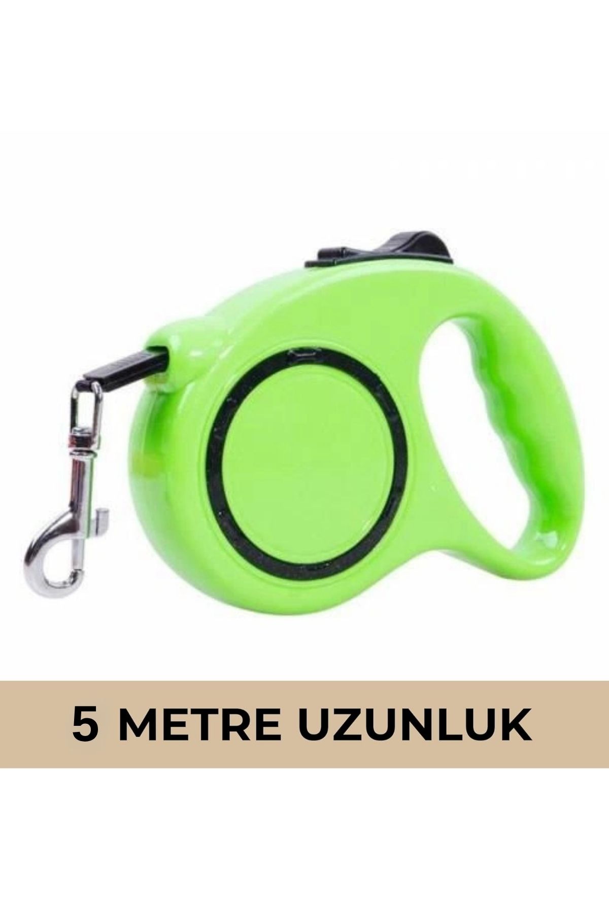Makaralı Köpek Gezdirme Tasması Yeşil Siyah 5Mt