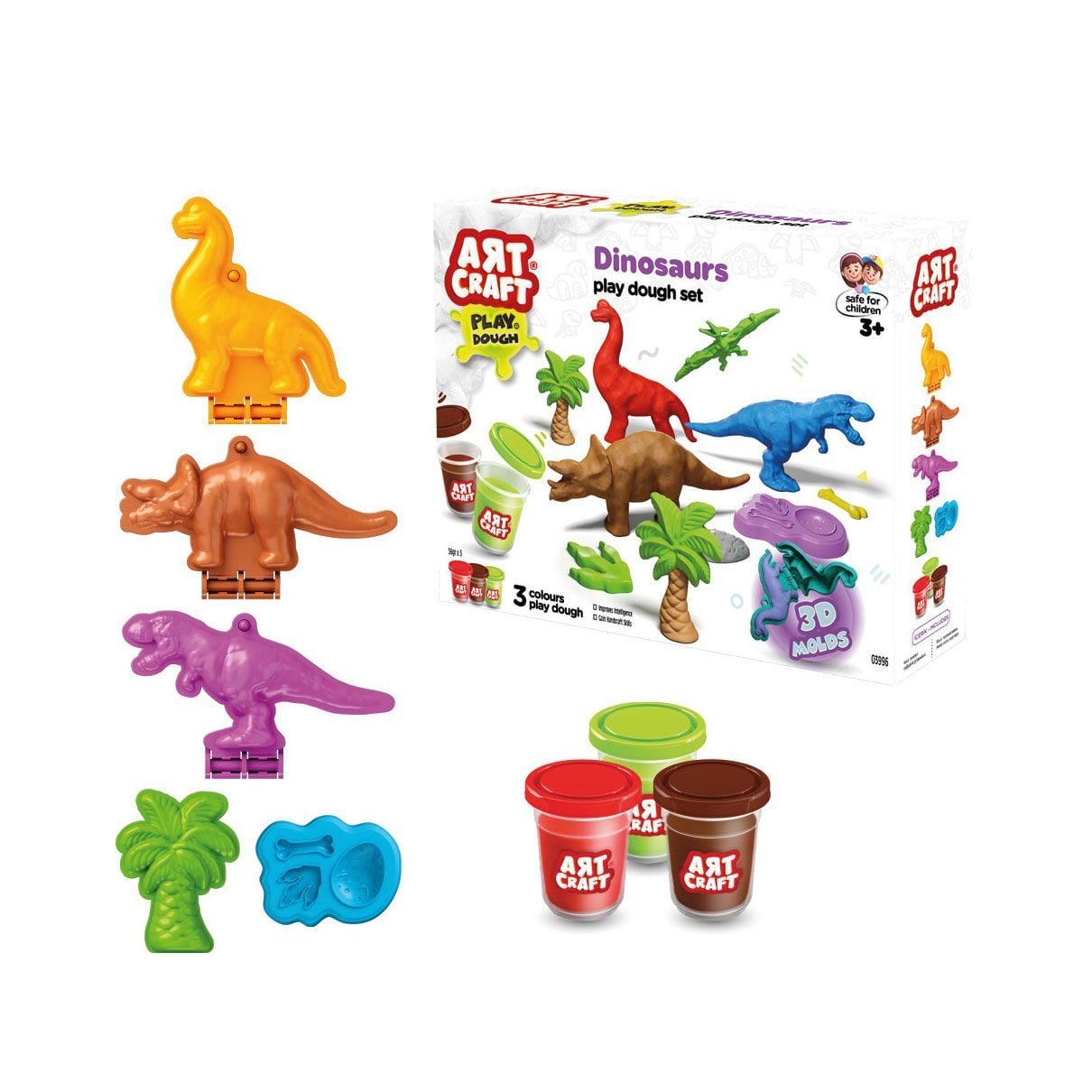 03996 Art Craft Dinozorlar Hamur Set 168 Gr-Fentoys