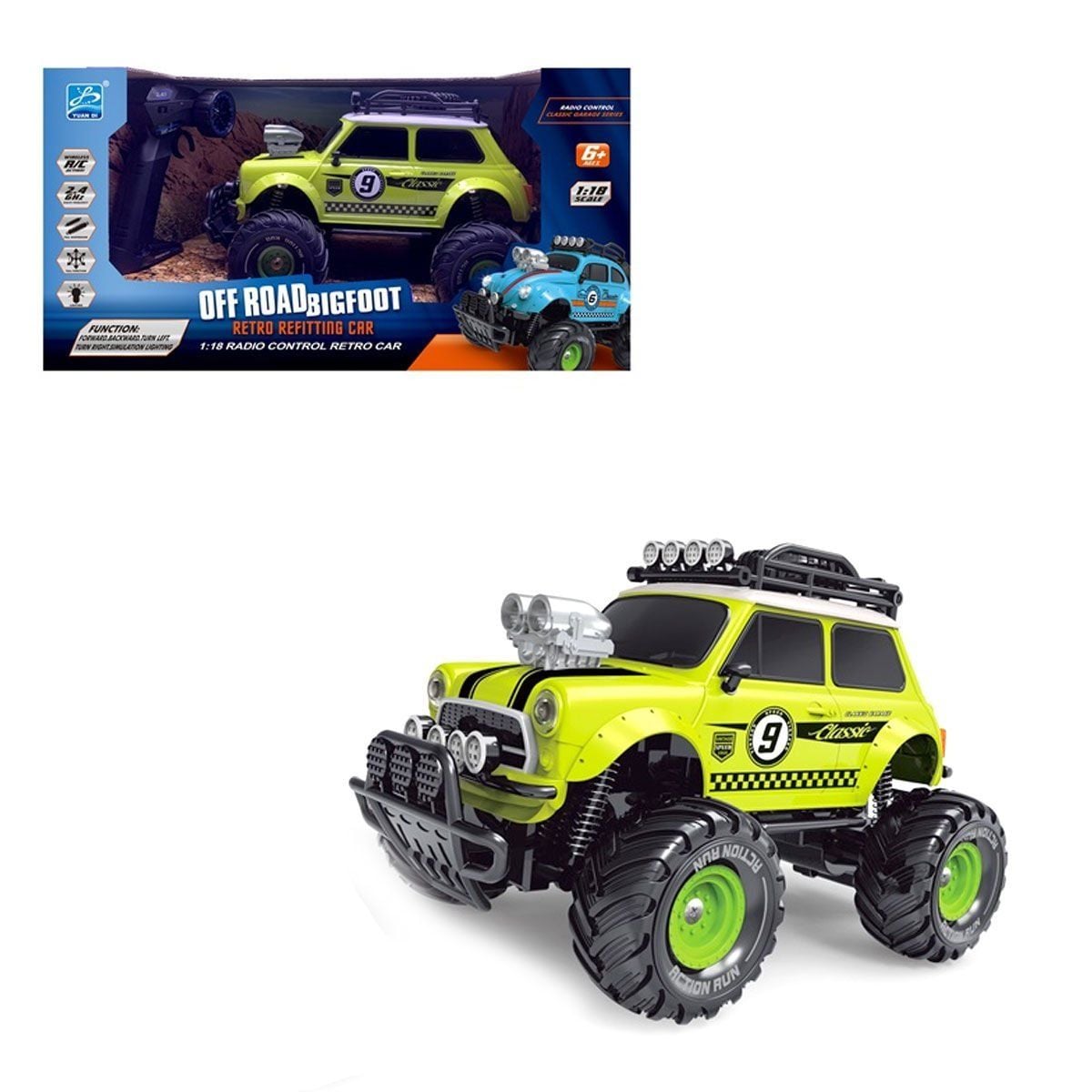 Yd898-Mt1820 Uzaktan Kumandalı Full Fonksiyon 1:18 Şarjlı 2.4G Sevimli Off-Road Mini Araba