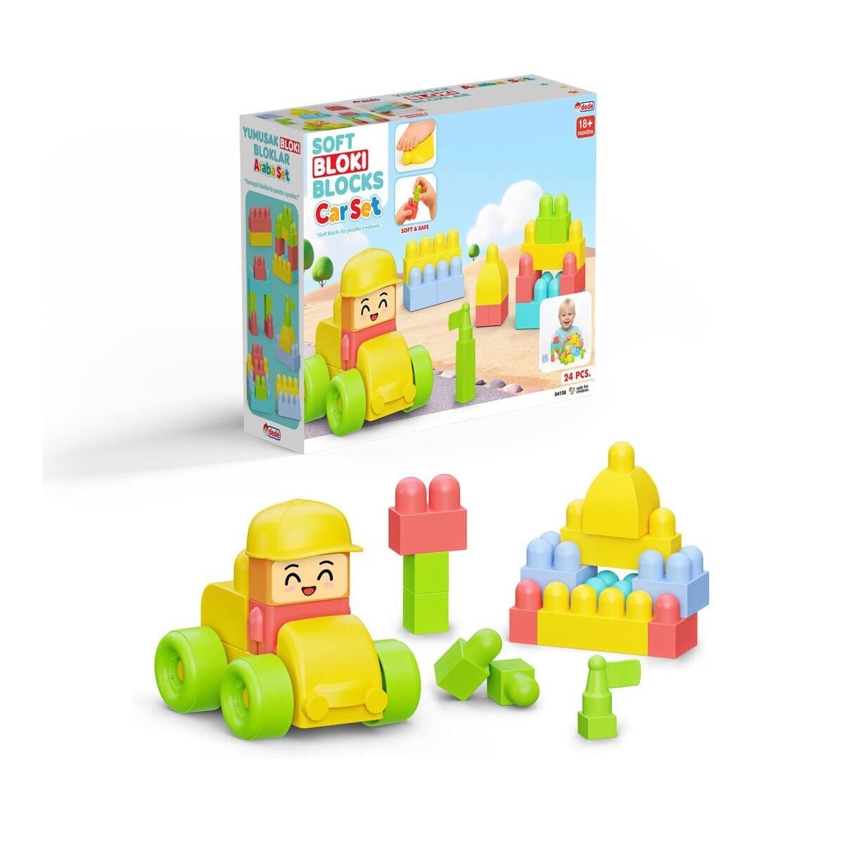 04128 Yumuşak Bloki̇ Bloklari Araba Set 24 Parça