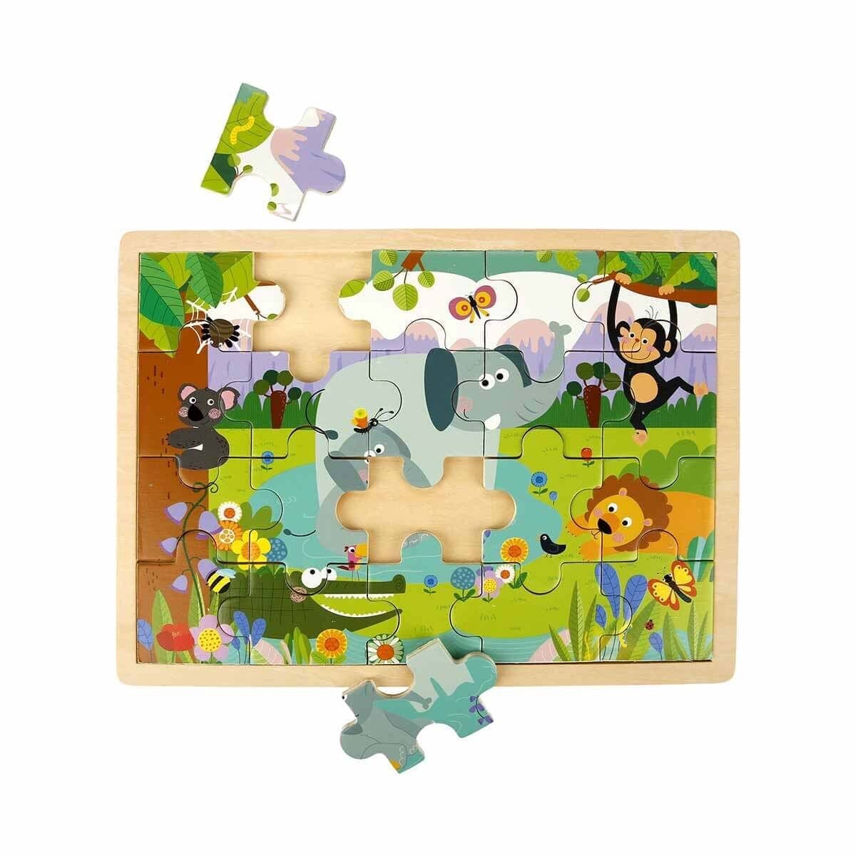 S01002909 Wooden Puzzle Vehicles Anmals 5 Pcs 2 Ast