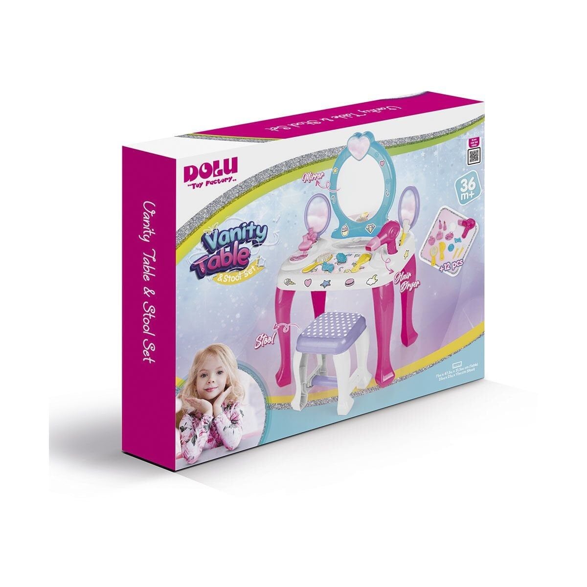 2568 Oyuncak Unicorn Makyaj Masasi Ve Tabure Seti̇