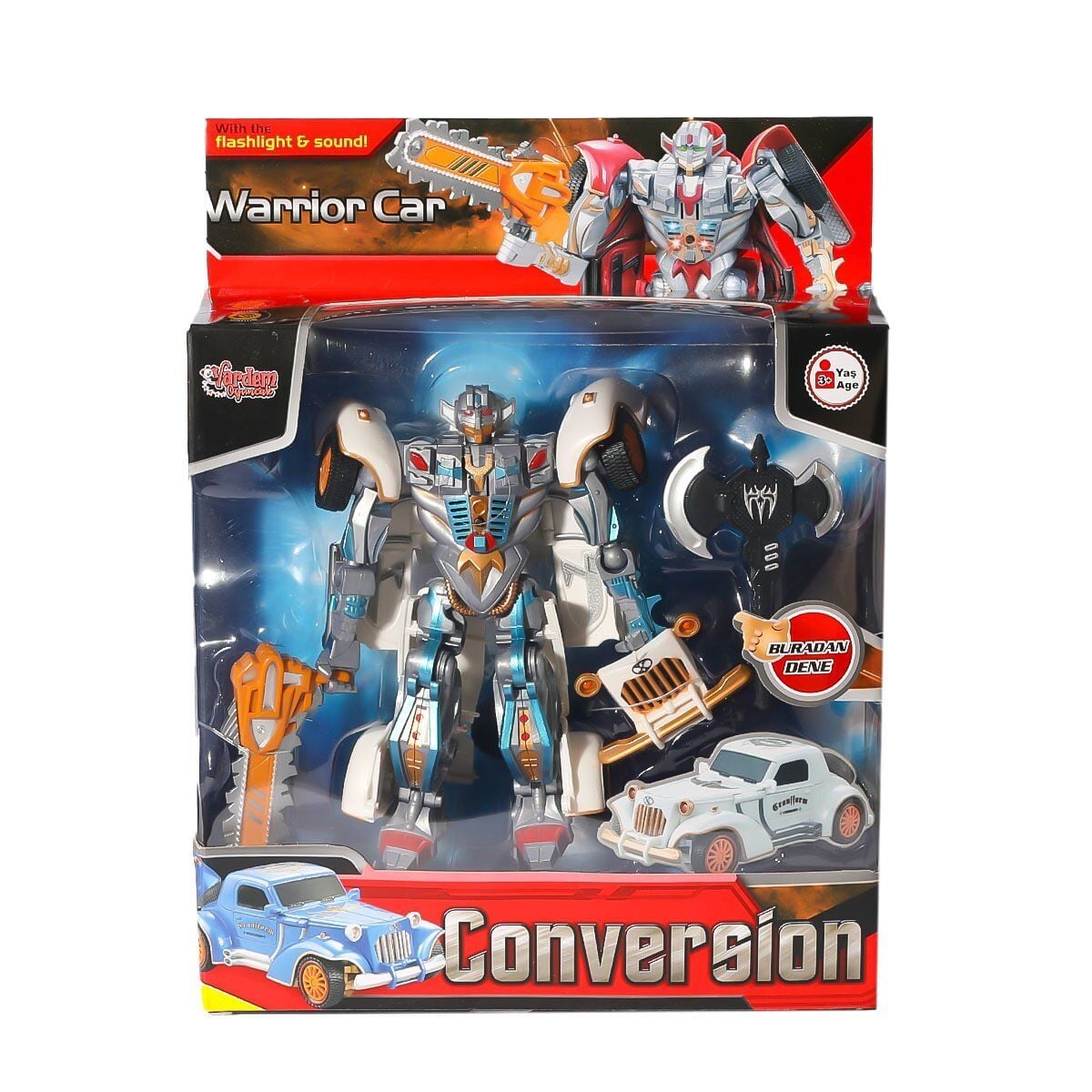 Hw-668-1-2 Işıklı Dönüşebilen Robot Araba-Vardem