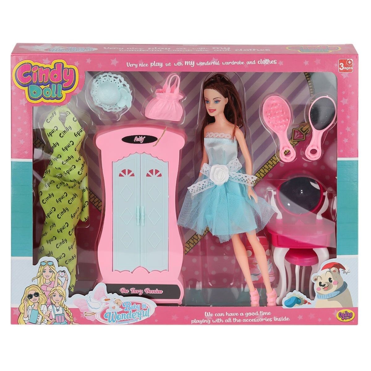 02453 Cindy Doll Dolaplı Makyaj Masalı Bebek-Oydaş Oyuncak