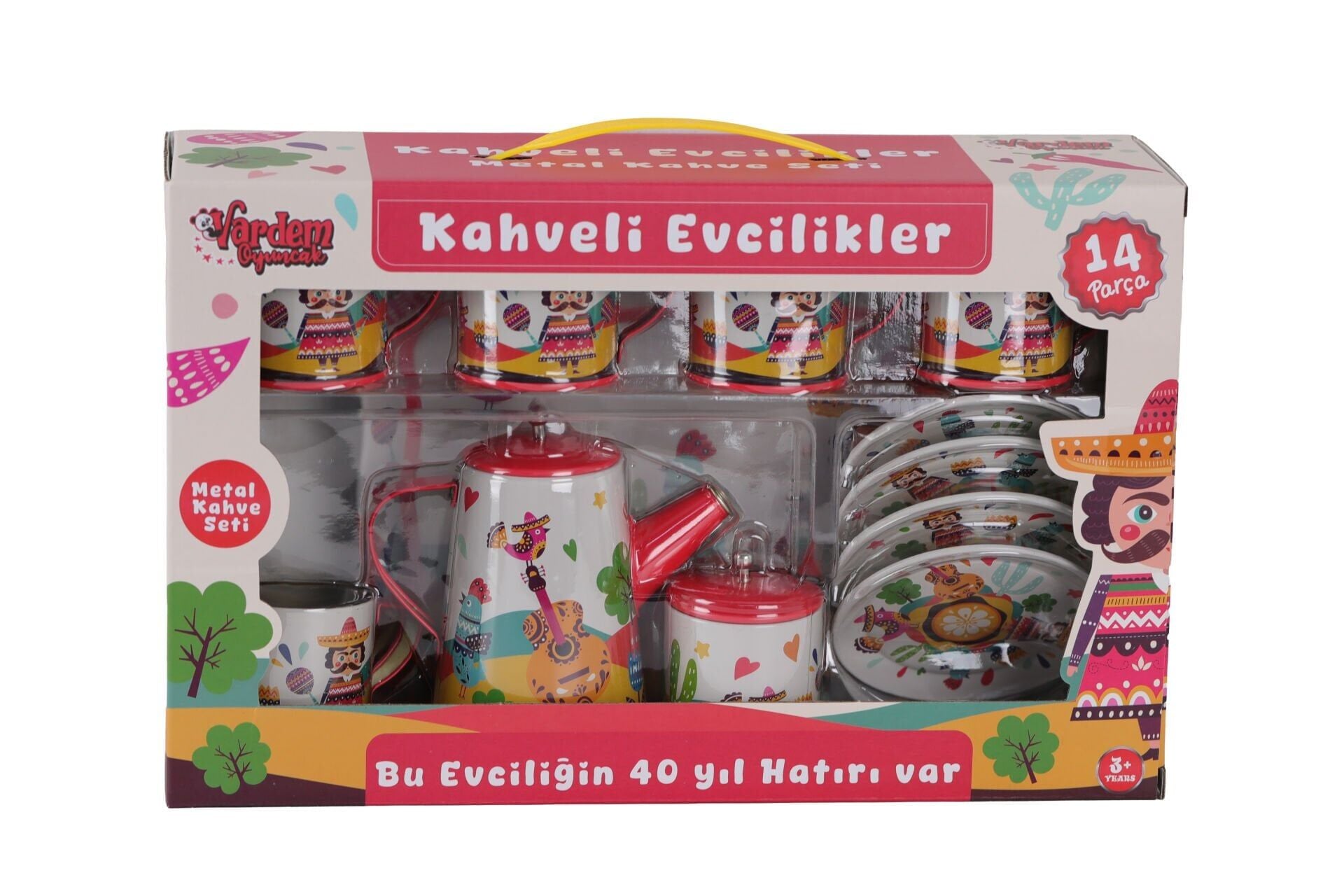 Atf-996-7A-10A 14 Parça Desenli̇ Metal Çay Set