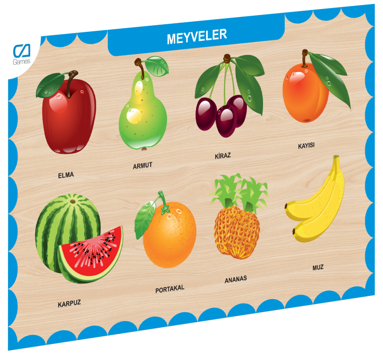 Caahs-3206 Ca Games Ahşap Meyveler Bul-Tak