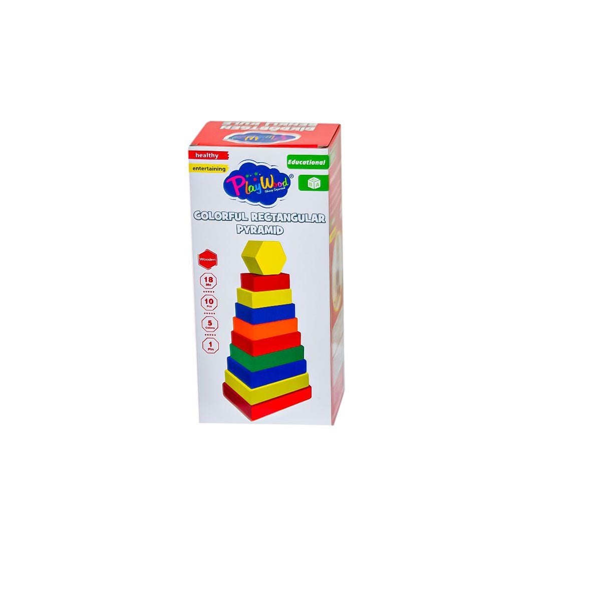 Ony-393 Ahşap Dikdörtgen Renkli Kule- Onyıl Oyuncak
