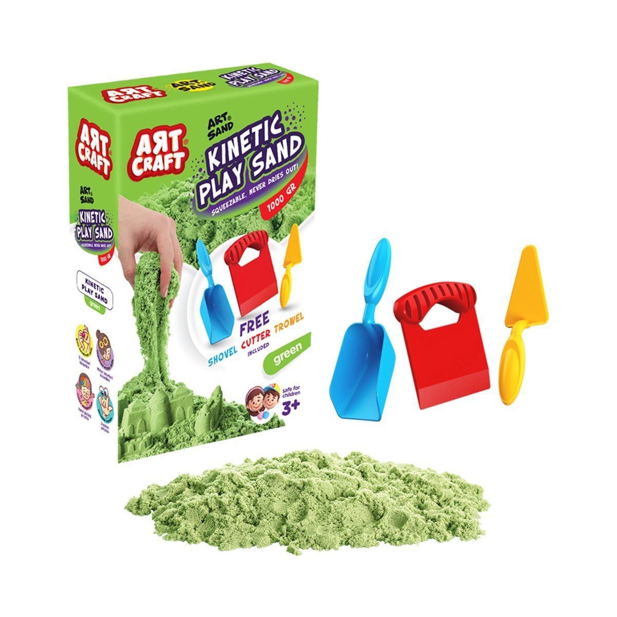 03692 Aksesuarli Yeşi̇l Ki̇neti̇k Oyun Kumu 1000 Gr