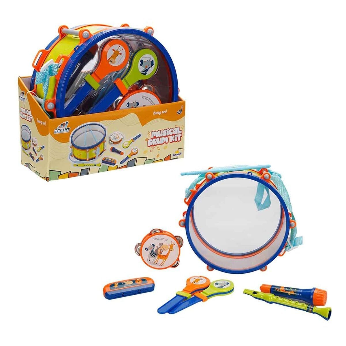 4254 Sun-Rst-Ech-Müzi̇k Set Davul 2Marakas Tef Flüt Mi̇krofon 2Baget Mizika