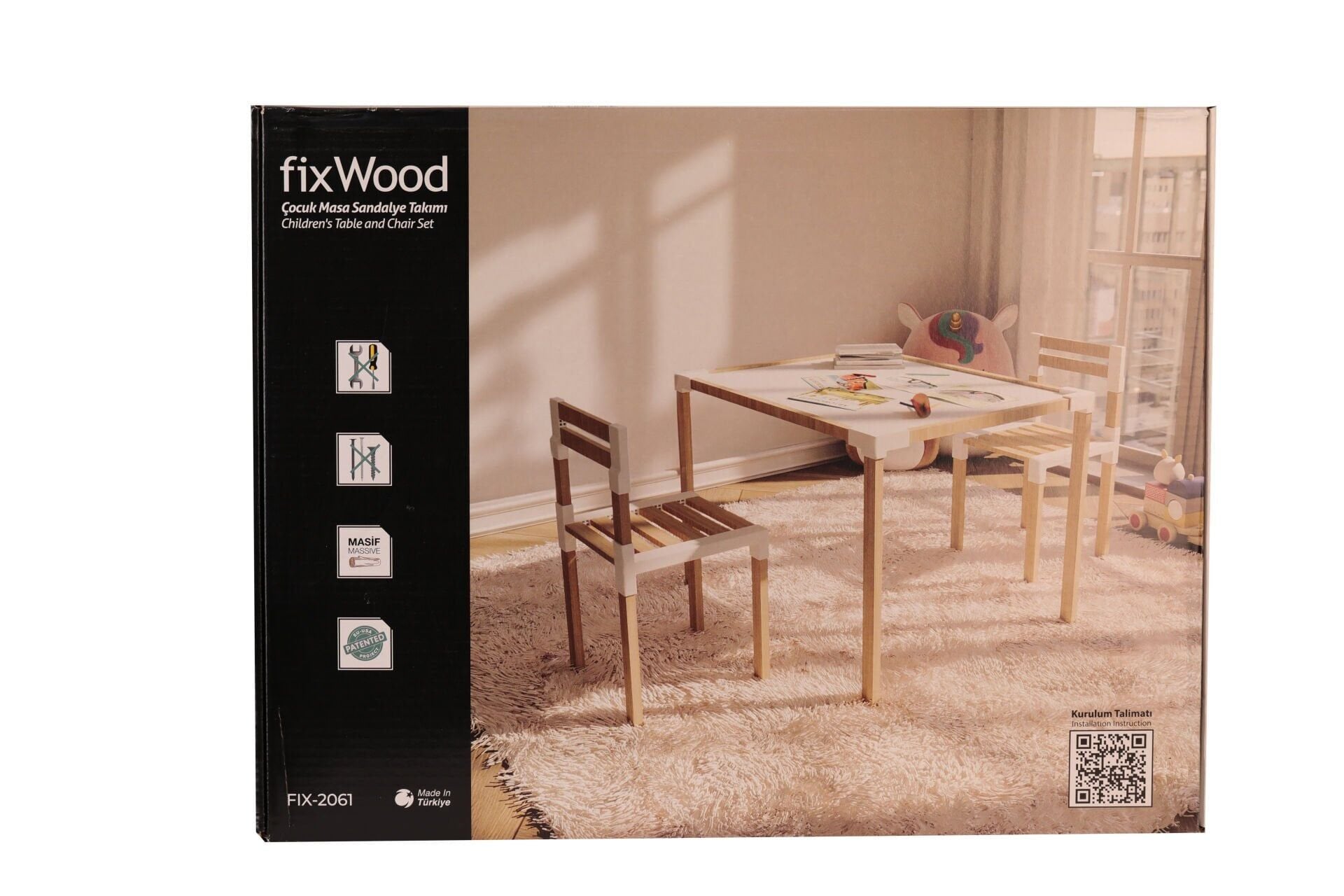 7719 Fi̇x Wood Çocuk Masa Sandalye Takimi