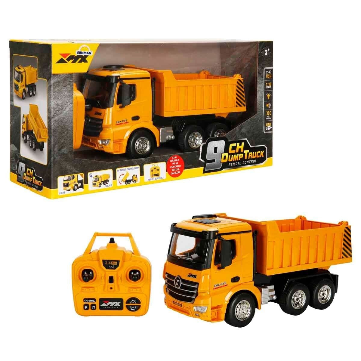 5083 Sun-Rst-Rc İş Maki̇nesi̇ 1 18 Damperli̇ Kamyon Ff Işikli 9Ch 3 7V Usb 2 4Ghz