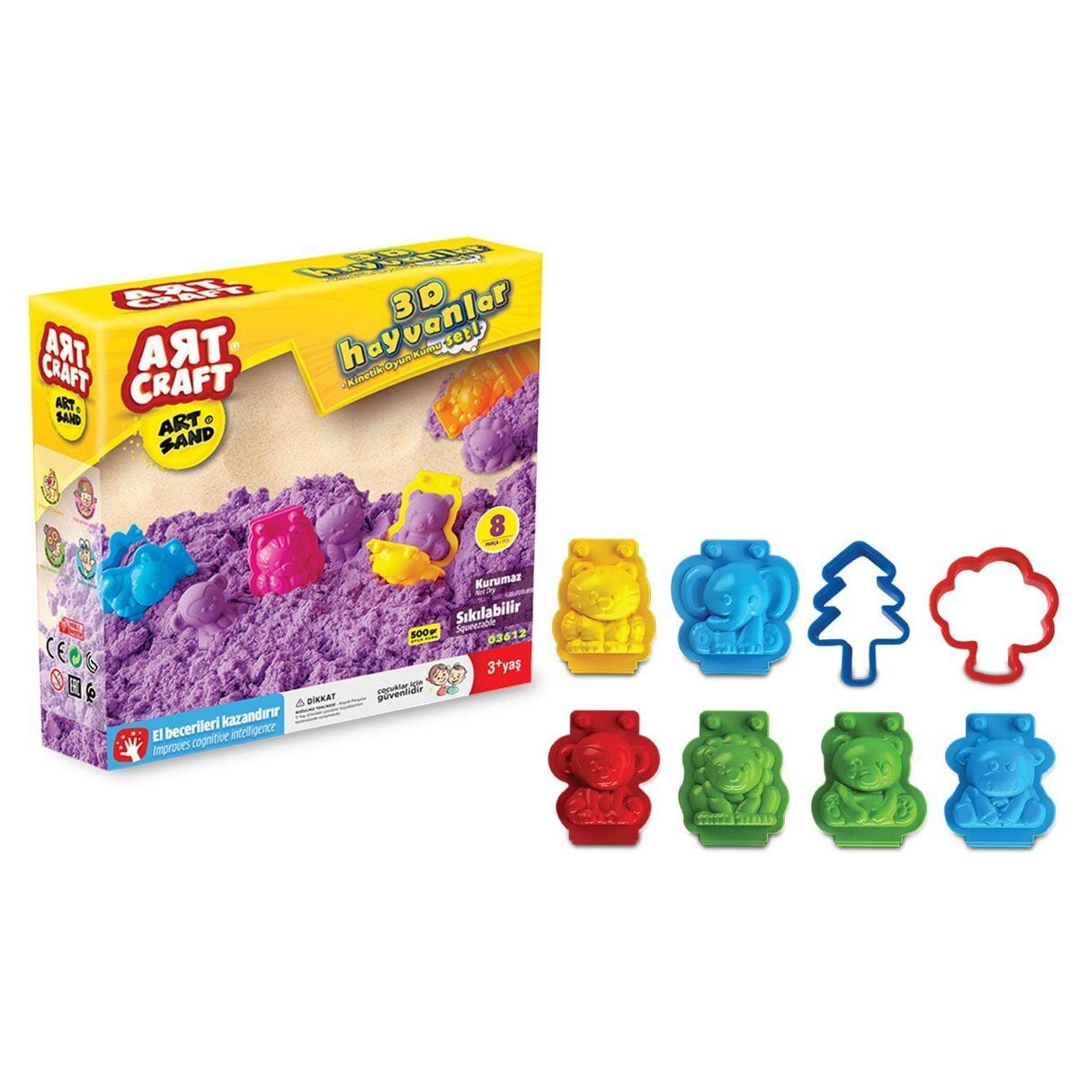 03612 Dede, Artsand 3D Hayvanlar Kum Seti 500 Gr / +3 Yaş
