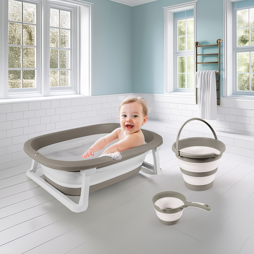 7273 Katlanabi̇li̇r Üçlü Bebek Banyo Seti̇ Stone Gri̇