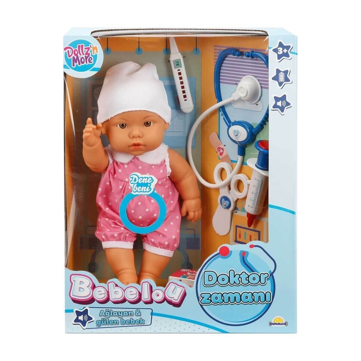 30111 Bebelou Doktor Zamanı Sesli Bebek Seti 35 Cm-Sunman(Ürün Oyuncaktır)