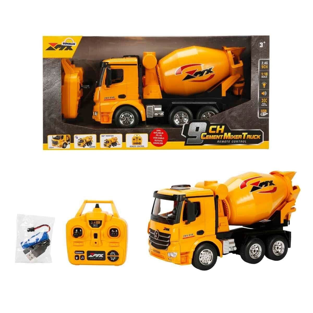 5084 Sun-Rst-Rc İş Maki̇nesi̇ 1 18 Beton Mi̇kseri̇ Ff 9Ch 3 7V Usb 2 4 Ghz Sesli̇ Işi