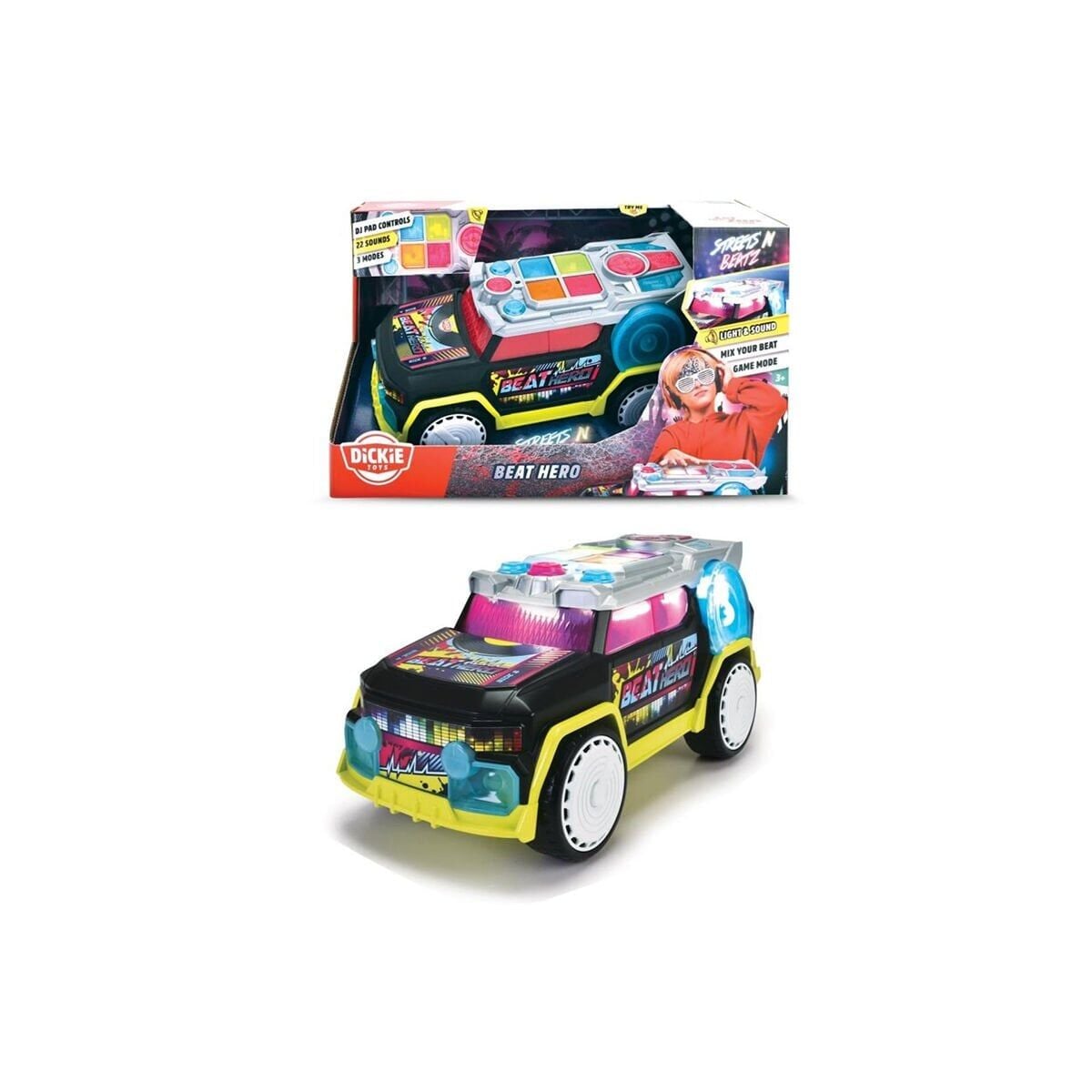 203767001 ''Dickie Beat Hero Freewheel, Light, Sound, Music, 3 Modes: Free Play