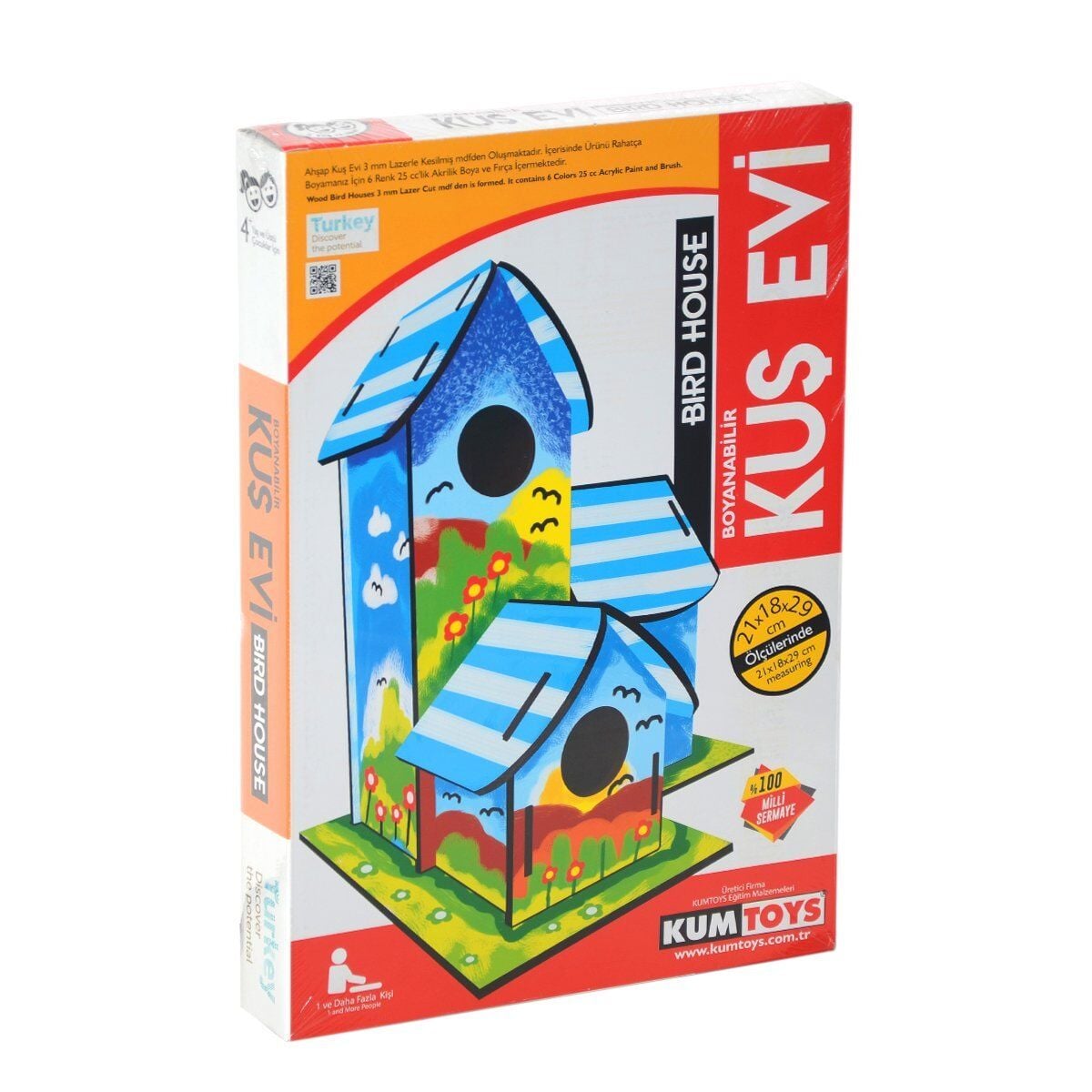 5269 Kumtoys Boyanabilir 3'Lü Kuş Evi- Bird House