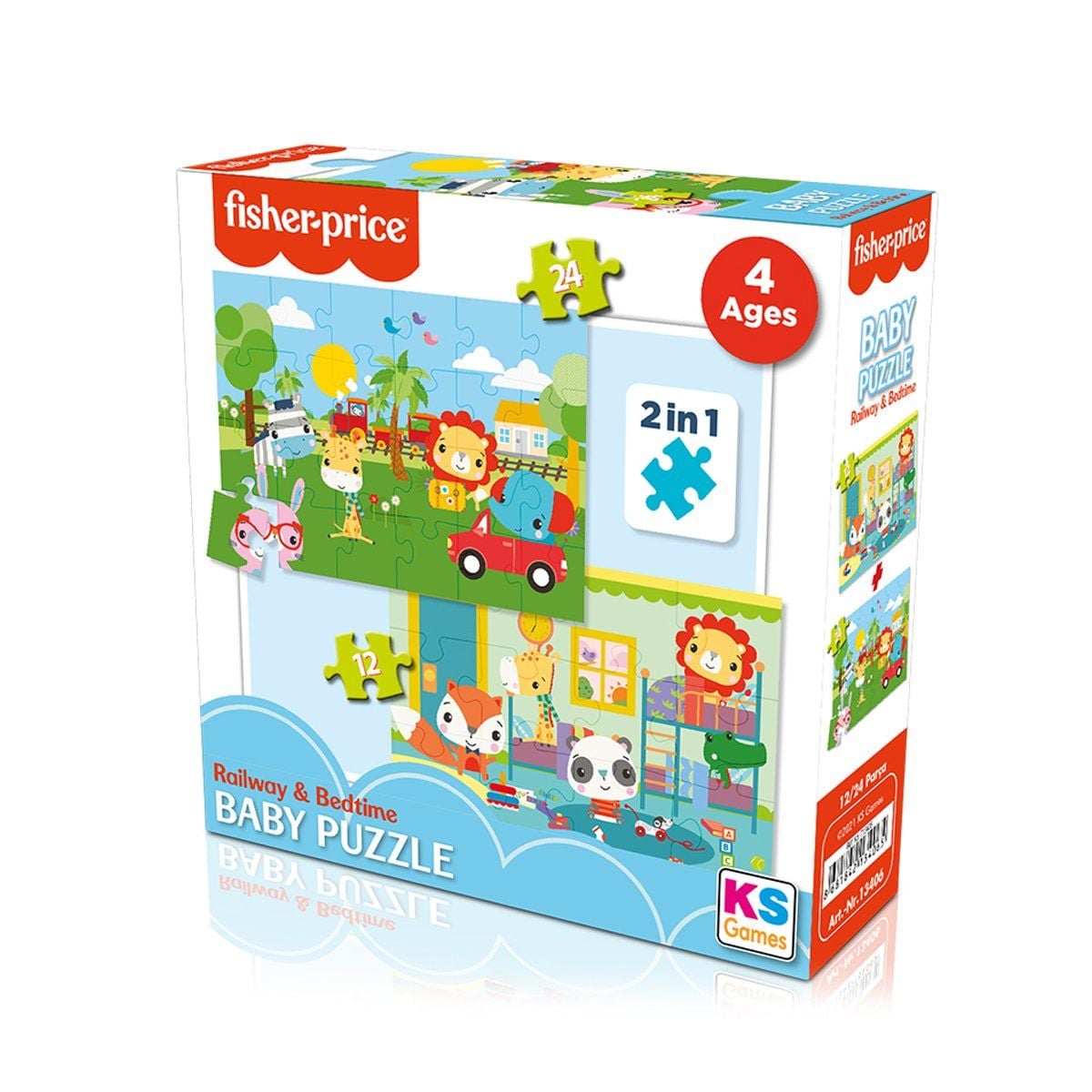 13406 Ks Baby Puzzle- Railway & Bedtime / 12+24 Parça Puzzle / +4 Yaş