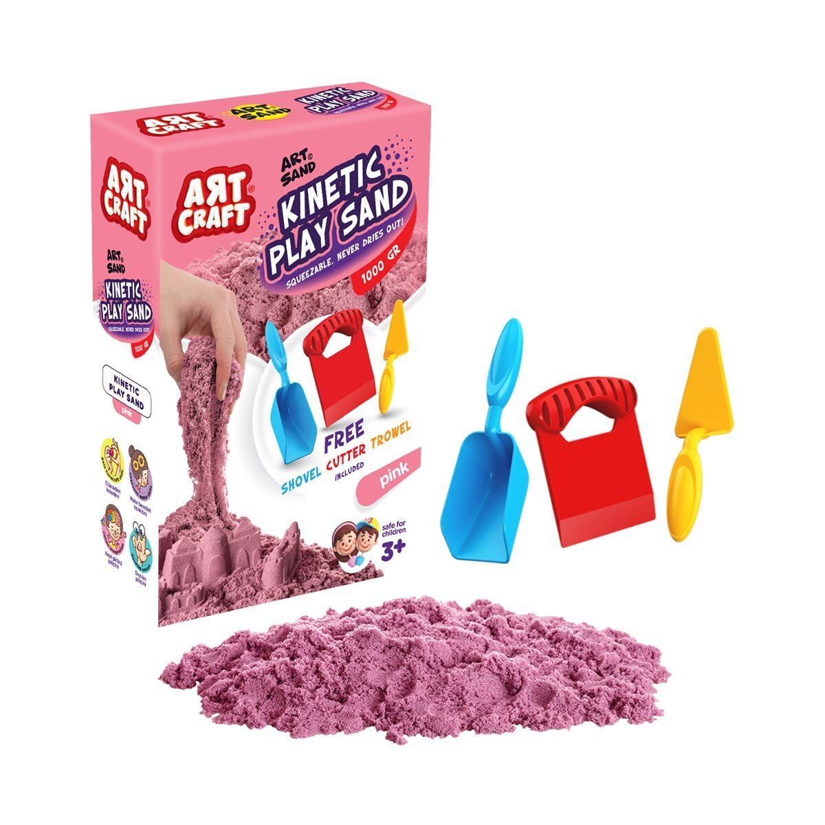 03693 Aksesuarli Pembe Ki̇neti̇k Oyun Kumu 1000 Gr
