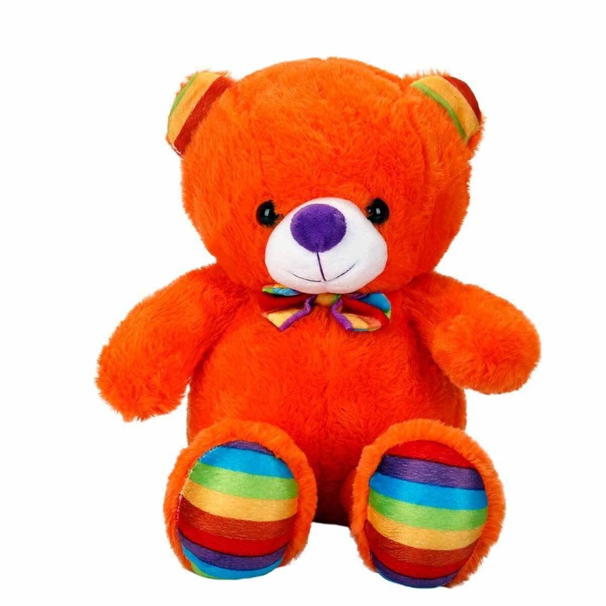 2962 Oturan Kurdeleli Renkli Peluş Ayı 30 Cm-Sunman