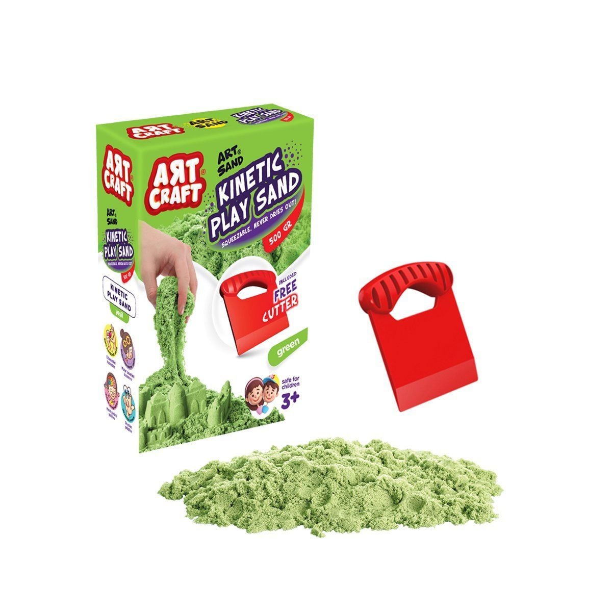 03687 Aksesuarli Yeşi̇l Ki̇neti̇k Oyun Kumu 500 Gr