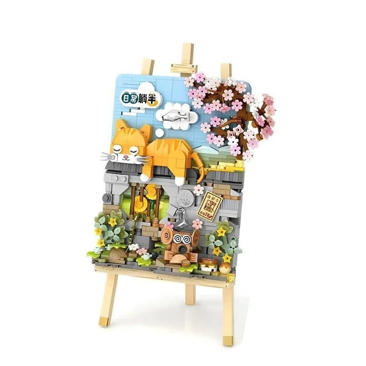 Lz1386 Loz Yatan Kedi̇ Ahşap Boyama Block Oyuncak 787 Parça