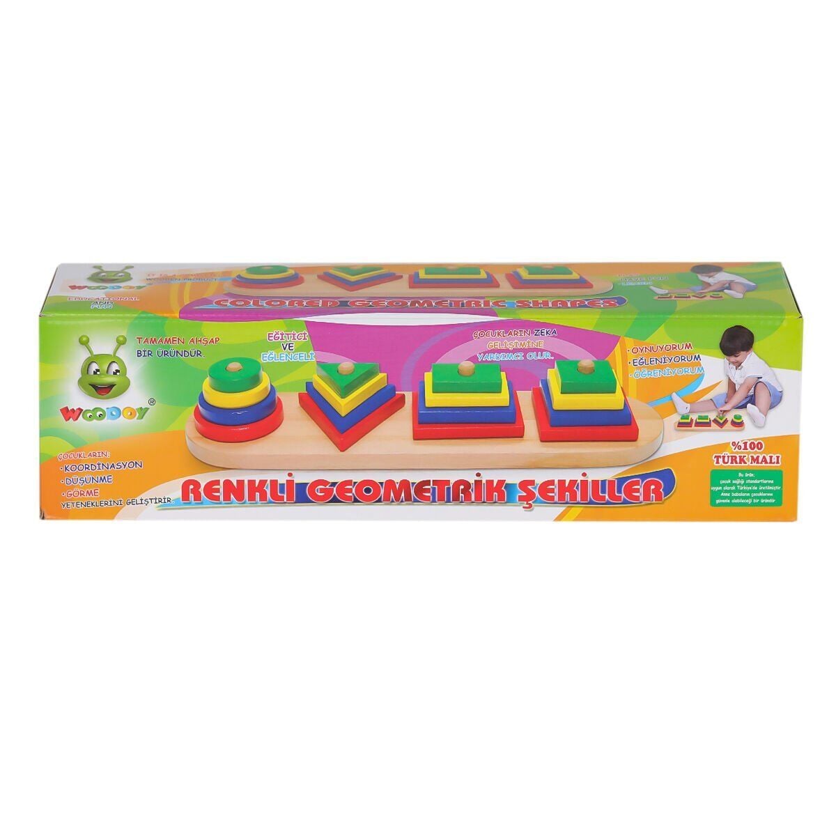 Kr006 Woodoy Renkli Geometrik Şekiller-Karsan Oyuncak