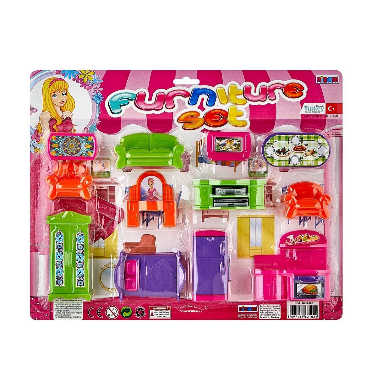 Nzm-102 Nizam, Mini Furniture- Büyük Eşya Seti / +3 Yaş